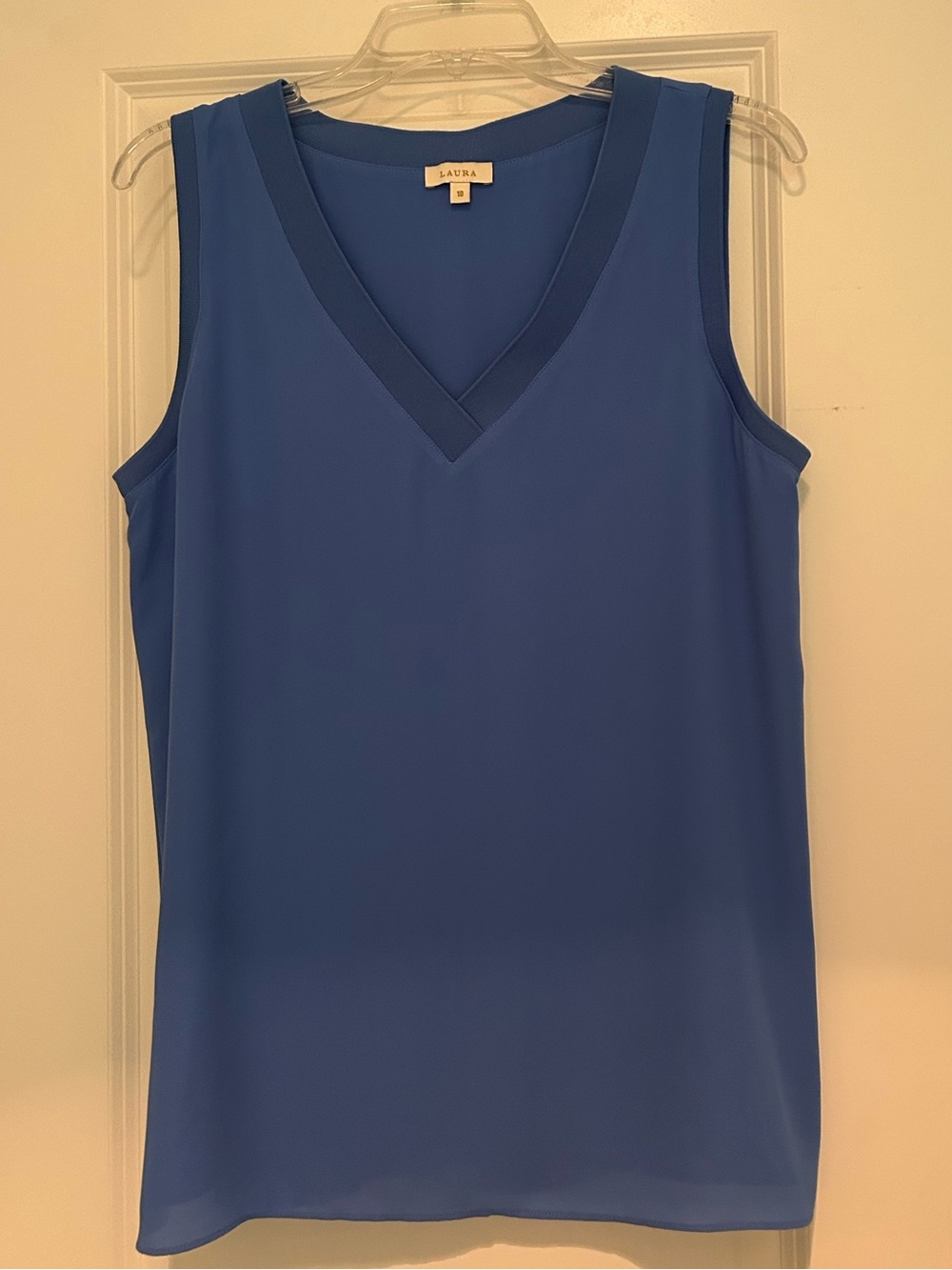 Laura Periwinkle Blue V-Neck Sleeveless Blouse